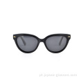 Moda de alta qualidade acetato oval lentes de formato de borboleta óculos de sol